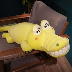대형 악어 바디필로우 인형 베개 침대 쿠션 선물, 70cm, [작은 눈] 노란 악어