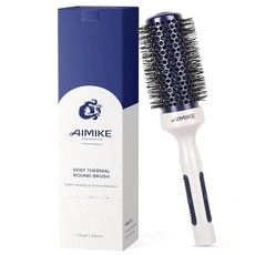 AIMIKE 나노 이온 테크 세라믹 브러시 블로우 드라이 스타일링 및 볼륨 부스트용 - 천연 목재 일체형 디자인 43mm/1.7인치