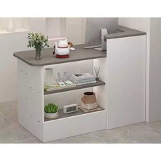 안내데스크 카운터 계산대 인포테이블 인포데스크, 4. 140CM-그레이+화이트우측코너