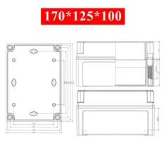 방수 접합 상자 IP67 야외 모니터링 비 투명 커버 쉘 ABS 플라스틱 씰링, 175x125x100mm
