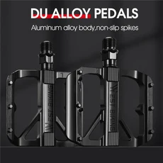 WEST BIKING 자전거 페달 알루미늄 합금 초경량 플랫 3 베어링 DU Mtb 로드 바이크 부품, 02 DU Bearing, 1개
