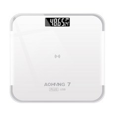 AOHANG 7 智慧藍芽家用電子秤, 珍珠白7plus APP體脂秤 升級Typcec充電款, 1個, 30*28CM