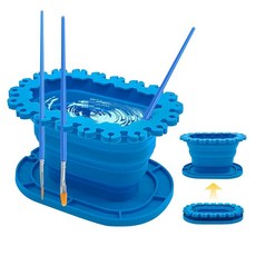 접이식 실리콘 페인트 브러시 클리너 컵 홀더 포함 아크릴 수채화 및 유화용 세면대 휴대용 아티스트 여행 용품 멀티 사이즈 건조대 믹싱 팔레트, 접이식 실리콘 페인트 브러시 클리너 컵, 홀더 포함,