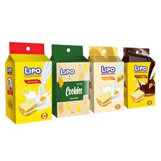 LIPO 리포 계란 과자 에그 초코 버터 레몬 4가지 맛 세트, 135g