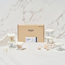 글라스락 글라스락 베이비 눈금 이유식용기 큰용량 270ml 스마일캡 6조 세트 (코코넛밀크)