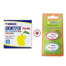 덴트픽스 포르테 32정 틀니세정제 +덴트픽스 프리미엄 이태리 미니치실 세트, 1개
