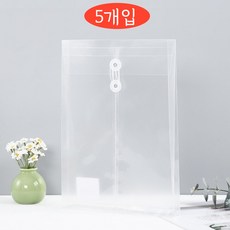 칼라 투명 서류봉투 A4 문서 보관 파일홀더 5P, 5개, 클리어