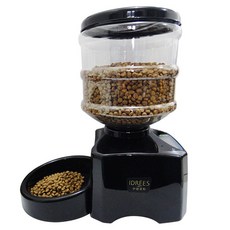 伊德萊斯 智能錄音寵物自動餵食器 定時餵食機(寵物碗 貓狗餵食器), 黑色, 1個, 5.5公升