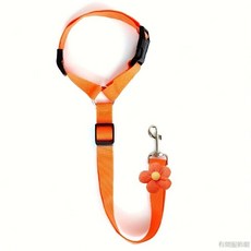 桃園出貨 寵物用品車載安全牽引帶圓環狗狗繩貓咪繩汽車頭枕可伸縮牽引繩, 橙色, 1個