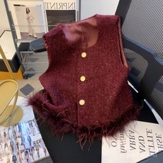 【臺灣出貨 】 法式小香風馬甲外套2025新款洋氣高級鴕鳥無袖背心拚接百搭上衣