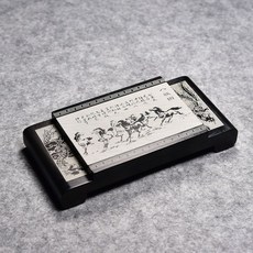 8寸原石歙硯 帶蓋 仿古桌硯 文房四寶 大安徽 天然水波紋 端硯, 8寸桌硯（黑八駿圖), 1個