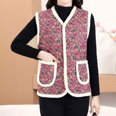 할머니조끼 어르신 꽃무늬 융털조끼 동묘패션