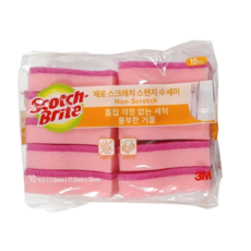 스카치브라이트 제로 스크래치 스펀지 수세미, 10개입, 1개