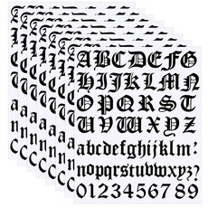 Teling 8장 레터 스티커 비닐 고대 영어 알파벳 숫자 스티커 자체 접착 글자 스틱 졸업 스크랩북 DIY 아트 비즈니스 우편함 주소 공예(2.5cm(1인치) 매트 실버), 1 Inch, 블랙