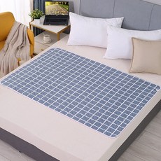 소프트 논슬립 생리방수패드 기능성 순면 매트 침대 이불 매트리스 깔개 월경 초경 방수요 4color 4size, 그레이체크, 1개