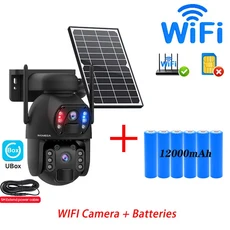 INQMEGA 태양광 발전 카메라 야외 무선 보안 듀얼 렌즈 투시경 PTZ 4G 방수 8MP, 01 8MP WIFI, 01 빠른  Mainland