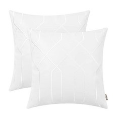 BRAWARM 인조 가죽 베개 커버 30.5 x 50.8cm12 20인치 그레이 요추 2팩 기하학적 자수 장식 쿠션 거실 소파 침대 가정용 184203, 화이트 - 기하학 - B