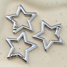 카라비너 키링 백꾸 별 하트 뼈다귀 플라워 열쇠고리, 1개, 별(1개입)