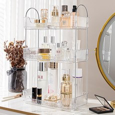 데코트리 아크릴 선반 화장품 정리대, 화이트, 1개, 3단