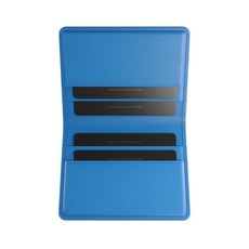 170004 TANGEM Napa 가죽 카드 홀더 - 슬림 RFID 차단 지갑 대담한 블루 내부의 매끄러운 블랙 최대 4장의 보관