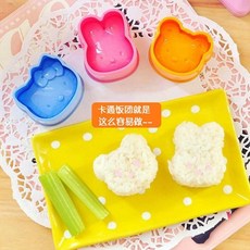搖飯團神器 搖搖樂飯團模具 寶寶吃飯餵飯飯團神奇米飯球 飯團工具, 1個, 3個可愛動物飯團模具其中一個