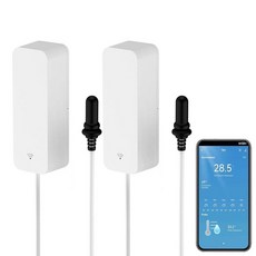 온도계 습도계 탐침 포함 wifi 수족관 온도 습도 호환 2개 모니터 게이지 센서 앱 실내 및 저장 원격 알렉사와 내보내기 냉장고 데이터