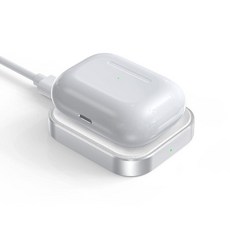 에어팟 충전기용 에어팟 4(ANC)/3세대/2세대용 무선 충전기 새로운 에어팟 프로 3 (2025)/2세대용 무선 이어버드 여행용 홈 오피스용 슬림 & 컴팩트 (그레이, Charger for Airpods/Airpods Pr, 실버 + 화이트