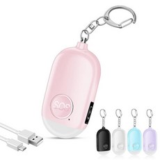 Hion 여성용 개인 안전 알람 충전식 130dB 자기 방어 알람 키체인 LED 손전등 포함 노인 대학생 및 남성 핑크, Pink