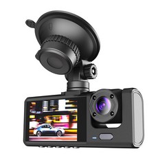 勝利者 2吋三鏡頭汽車行車記錄器 1080P高清三錄 停車監控 夜視 130度廣角, 雙鏡頭(車前車內),32G 記憶卡, 雙鏡頭(車前車內), 32GB