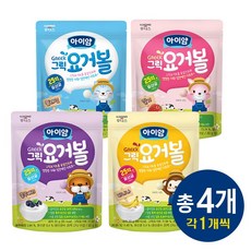 일동후디스 아이얌 그릭요거볼 4개 혼합, 1세트, 플레인1 + 딸기1 + 바나나1 + 블루베리1