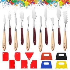 EEEKit 21피스 페인팅 주걱 세트 스테인리스 스틸 팔레트 나이프 아트 페인트 스크레이퍼 오일 캔버스 수채화 아크릴 페인팅용 도구 114342, EEEKit 21피스 페인팅 주걱 세트, 스테인리스 스