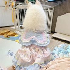 新新小舖 寵物春夏公主大中型犬網紗裙 寵物狗狗貓咪衣服 薩摩耶防掉毛, 1個, 可頌裙,6XL胸圍85背62cm