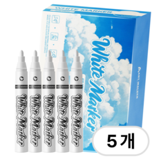 펜토리 블랙보드용 지워지는 수성글라스펜 둥근닙, 5개, 화이트