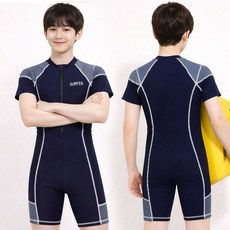 엑티브 남아 주니어 집업 반팔 강습 실내수영복 생존수영