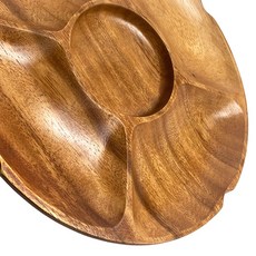 오스틴샵 아카시아 원형 나눔접시 5구 업소용쟁반, 중