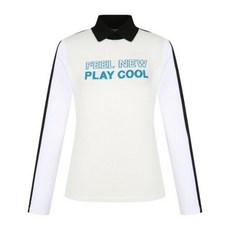 핑골프웨어 KQF 121D3TR281_WH 여성 소재 믹스 배색 카라 긴팔 티셔츠 2793912