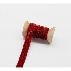 1/8 "3mm 1/4" 6mm 3/8 "9mm 벨벳 리본 DIY 선물 상자 공예 랩 장식을위한 탄성 단일 얼굴 패브릭 트림 없음, 9mm Glitter Red