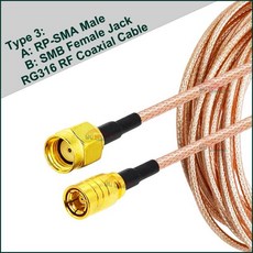 어댑터 케이블 플러그 암 잭 커넥터 안테나 익스텐션 점퍼 피그테일, 1개, 4. SMB F to RPSMA M, G. 3.5 Meters