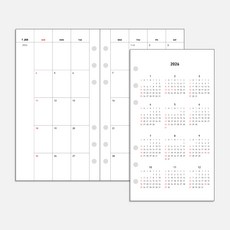 데이스테이션 6공 다이어리 A6 속지 2026 먼슬리플래너, 일요일, 연결형 일요일, 연결형
