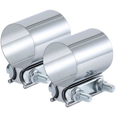 바이톤스베이 2.0인치 배기 클램프 2인치 버트 조인트 파이프 머플러 밴드 클램프 슬리브 커플러 스테인리스 스틸, 2 Pcs, 2 inch