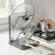 갱모아 조리중 동시거치 뚜껑국자 거치대, 1개, 그레이