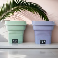 跨境摺疊洗衣機便攜式洗脫宿舍一體內衣褲自動小型洗襪子神器脫水, 一個, 綠色