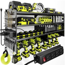 벽걸이형 전동공구 보관대 벽선반 강력 고강도 드릴 선반 미니수납함 활용, 1단, 블랙 - 4층 8칸 전원없음