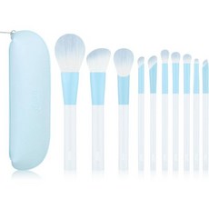 MSQ 메이크업 브러시 세트 8개 귀여운 미니 블러셔 휴대하기 쉬운 작은 아이섀도, Pink