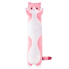 貓咪腿夾長條抱枕【台灣出貨】可愛貓咪抱枕 睡枕 床頭靠枕 睡覺抱枕 月亮枕 沙發靠枕, 粉, 灰