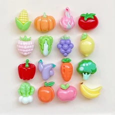 50개 미니어처 과일 채소 레진 카보숑 플랫백 3D 음식 핸드폰 케이스 DIY 공예품 헤어핀 액세서리, 06 random mixed