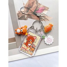 가방 키링 리락쿠마 이지 귀여운 인형 선물 행운 버클 베어 타이야키 펜던트 폰줄 체인 커플 핸드폰 클로버 네잎, 5