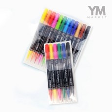 YM 캘리그라피펜 트윈 손글씨일러스트펜, 6색, 1세트, 혼합