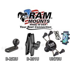 RAM Mount 手機架 後照鏡 機車 車架 CB300R CB650R MSX CBR500R XADV Forza, PD3U勾夾 + 中夾 + 後照鏡球座