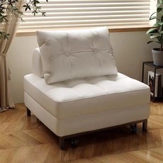 日式奶油單人沙發床 小戶型伸縮折疊設計 榻榻米公寓出租房首選 泡芙方塊造型 多功能收納空間, 【海綿款】高級灰70cm,122*70/90/120*41